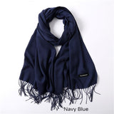 Solid Colors Pashmina Neck Scarf - Navy Blue - Winter Gear Encompass RL