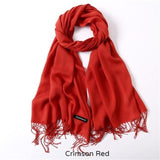 Solid Colors Pashmina Neck Scarf - Crimson Red - Winter Gear Encompass RL