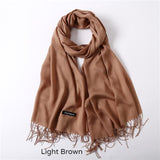 Solid Colors Pashmina Neck Scarf - Light Brown - Winter Gear Encompass RL
