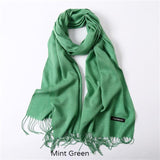 Solid Colors Pashmina Neck Scarf - Mint Green - Winter Gear Encompass RL