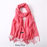 Solid Colors Pashmina Neck Scarf - Rosy Pink - Winter Gear Encompass RL