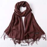Solid Colors Pashmina Neck Scarf - Brown - Winter Gear Encompass RL