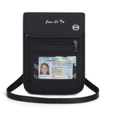 Black RFID Blocking Travel Passport Holder Neck Wallet Neck Pouch | Traveling Document Organizer Purse