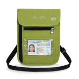 Green RFID Blocking Travel Passport Holder Neck Wallet Neck Pouch | Traveling Document Organizer Purse